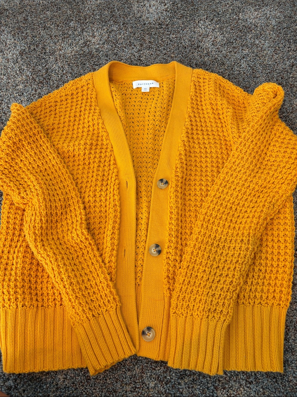Mustard Knit Cardigan Sweater